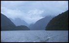 Doubtful Sound under huge rain clouds