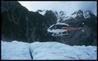 Helicopter landing on the glacier